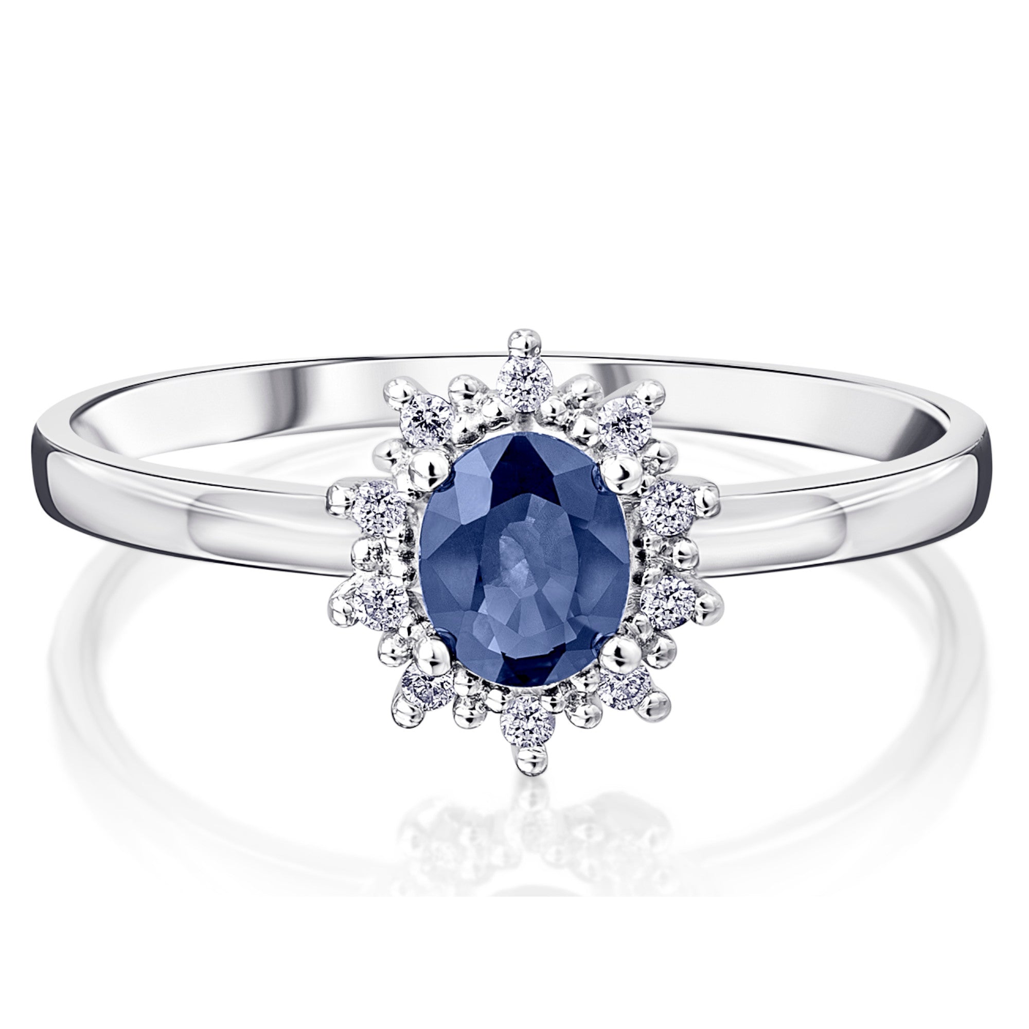 0.05 ct Diamant Brillant Safir Ring aus 585er Weißgold von ONE ELEMENT – Bild 2