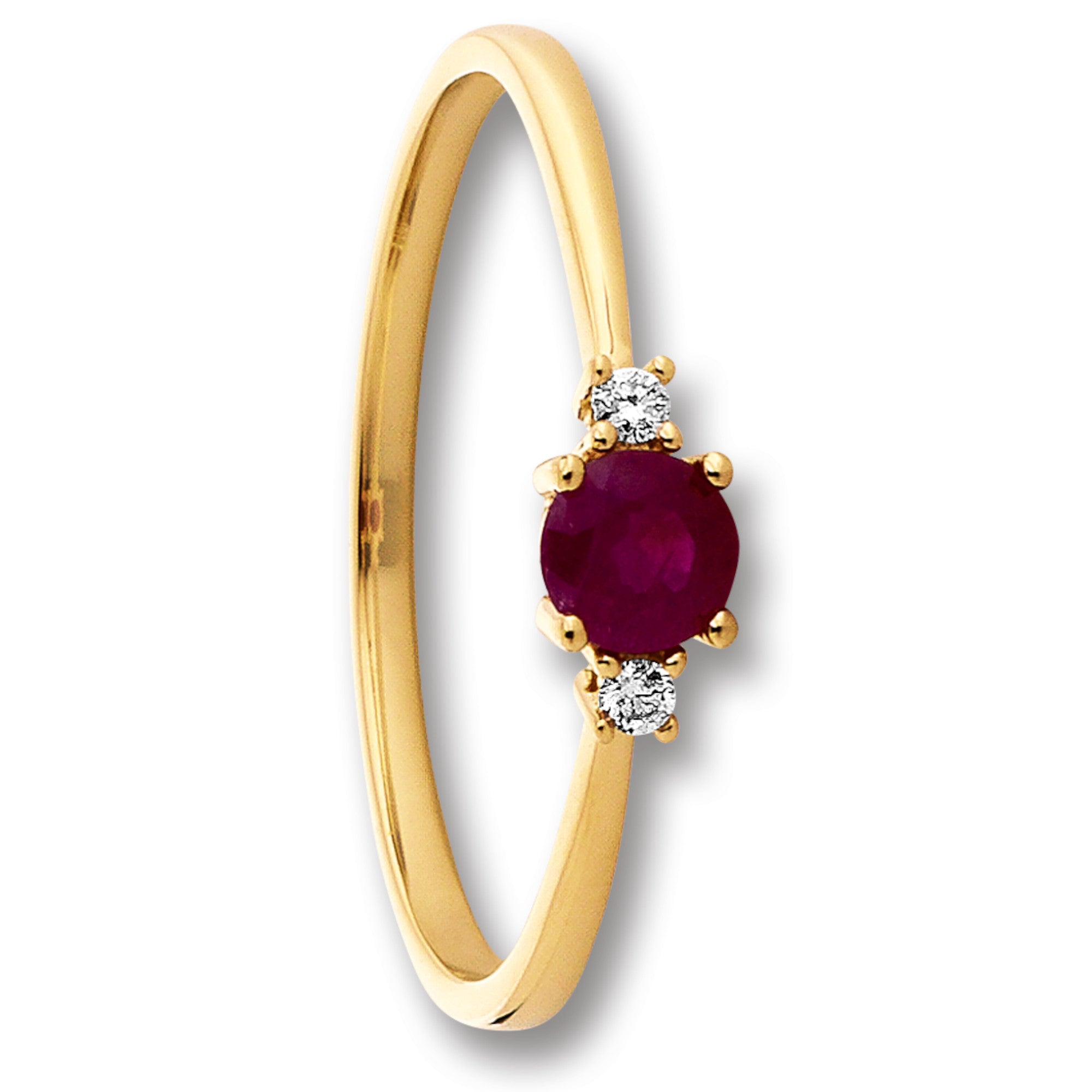 0.03 ct Diamant Brillant Rubin Ring aus 585er Gelbgold von ONE ELEMENT – Bild 1