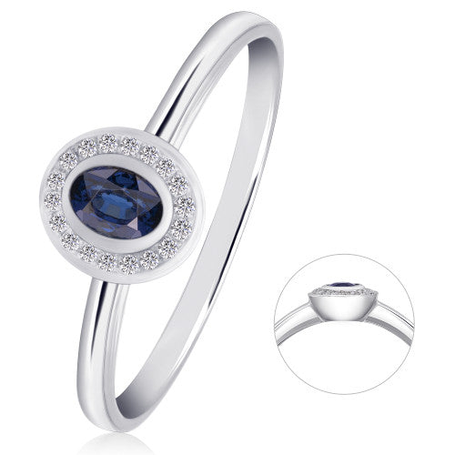 0,04 ct Diamant Brillant Safir Ring aus 585er Weißgold von ONE ELEMENT – Bild 1