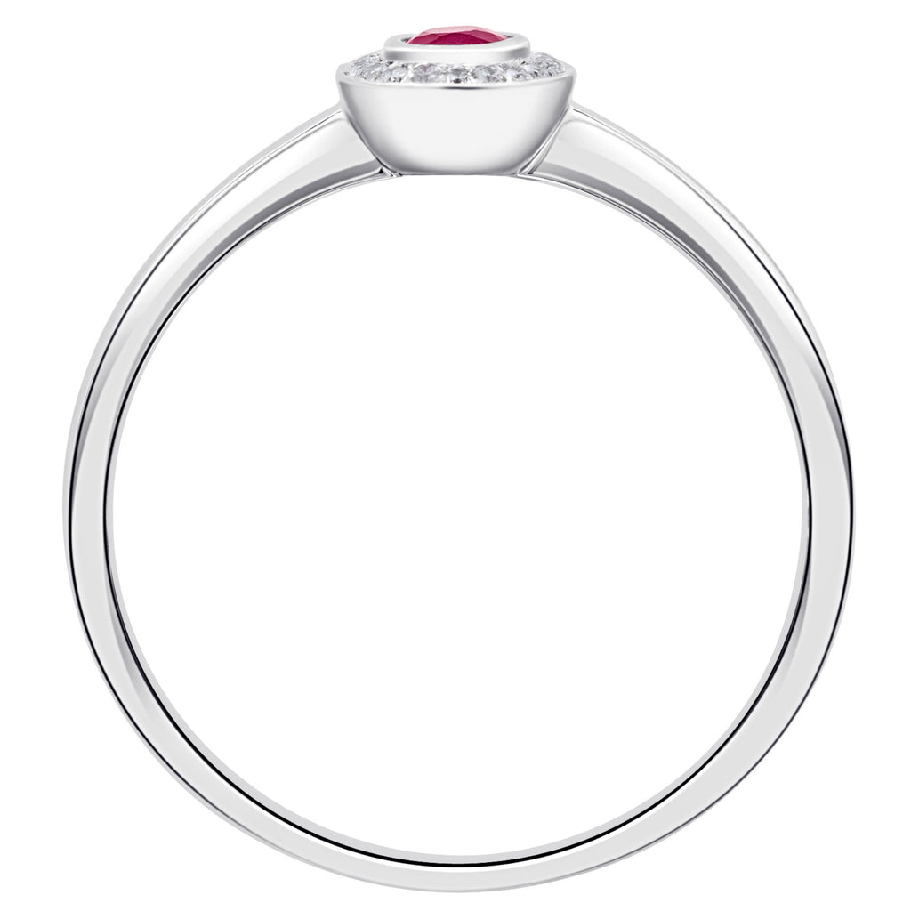 0,04 ct Diamant Brillant Rubin Ring aus 585er Weißgold von ONE ELEMENT – Bild 2