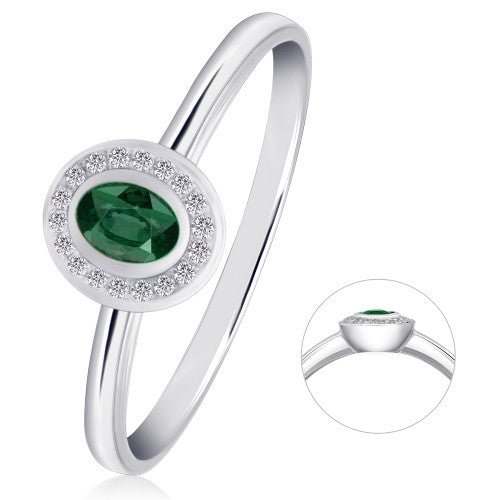 0,04 ct Diamant Brillant Smaragd Ring aus 585er Weißgold von ONE ELEMENT – Bild 1