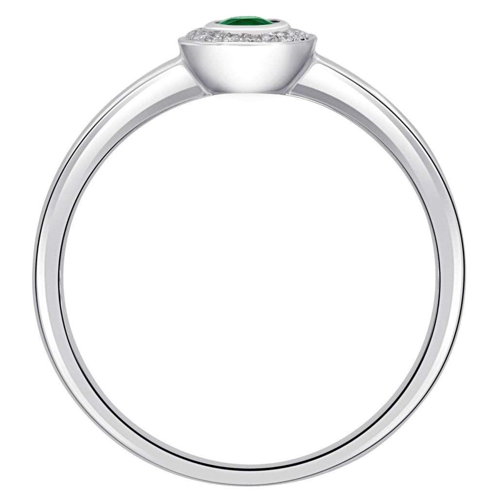 0,04 ct Diamant Brillant Smaragd Ring aus 585er Weißgold von ONE ELEMENT – Bild 2