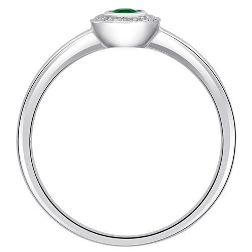 0,04 ct Diamant Brillant Smaragd Ring aus 585er Weißgold von ONE ELEMENT – Bild 2