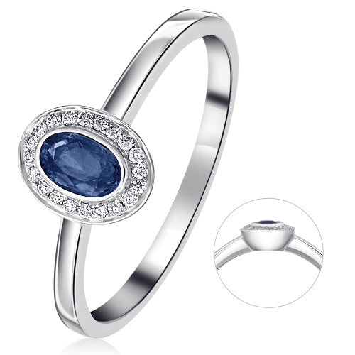0,05 ct Diamant Brillant Safir Ring aus 585er Weißgold von ONE ELEMENT – Bild 1