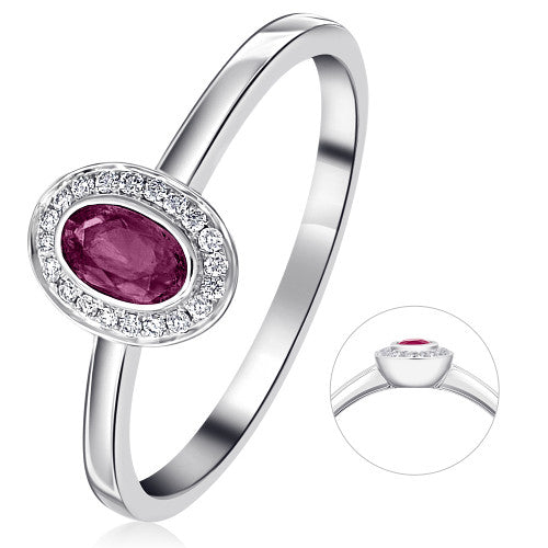 0,05 ct Diamant Brillant Rubin Ring aus 585er Weißgold von ONE ELEMENT – Bild 1