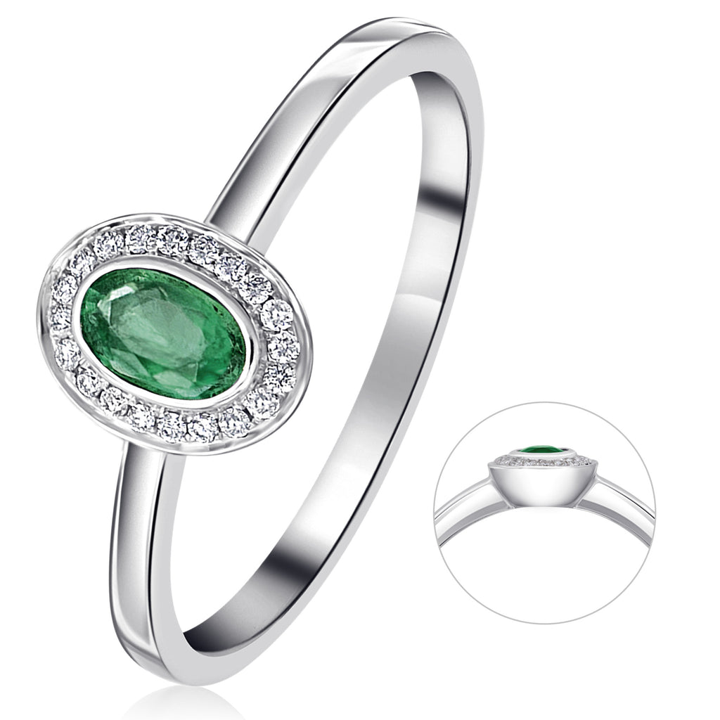 0,05 ct Diamant Brillant Smaragd Ring aus 585er Weißgold von ONE ELEMENT – Bild 1