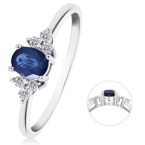 0,08 ct Diamant Brillant Safir Ring aus 585er Weißgold von ONE ELEMENT – Bild 1