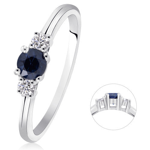 0,11 ct Diamant Brillant Safir Ring aus 585er Weißgold von ONE ELEMENT – Bild 1