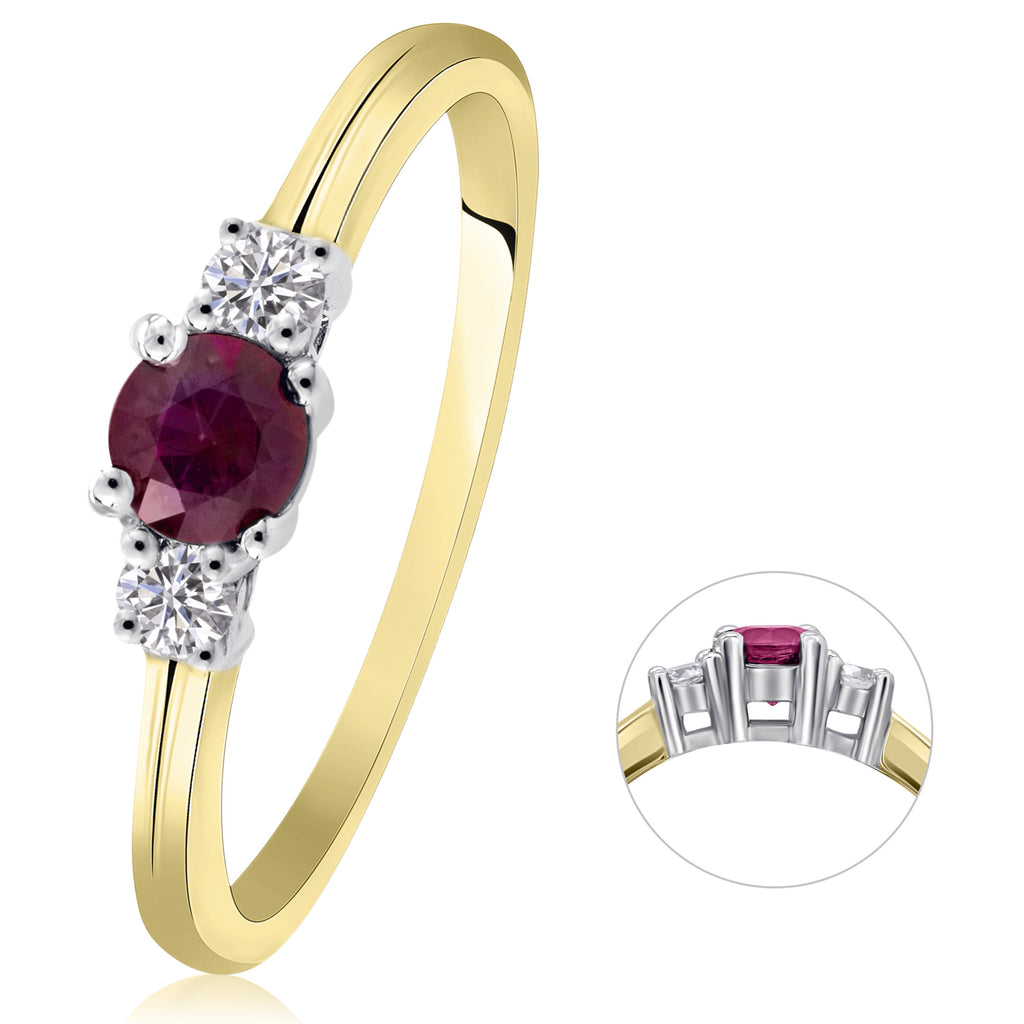 0,11 ct Diamant Brillant Rubin Ring aus 585er Gelbgold von ONE ELEMENT – Bild 1