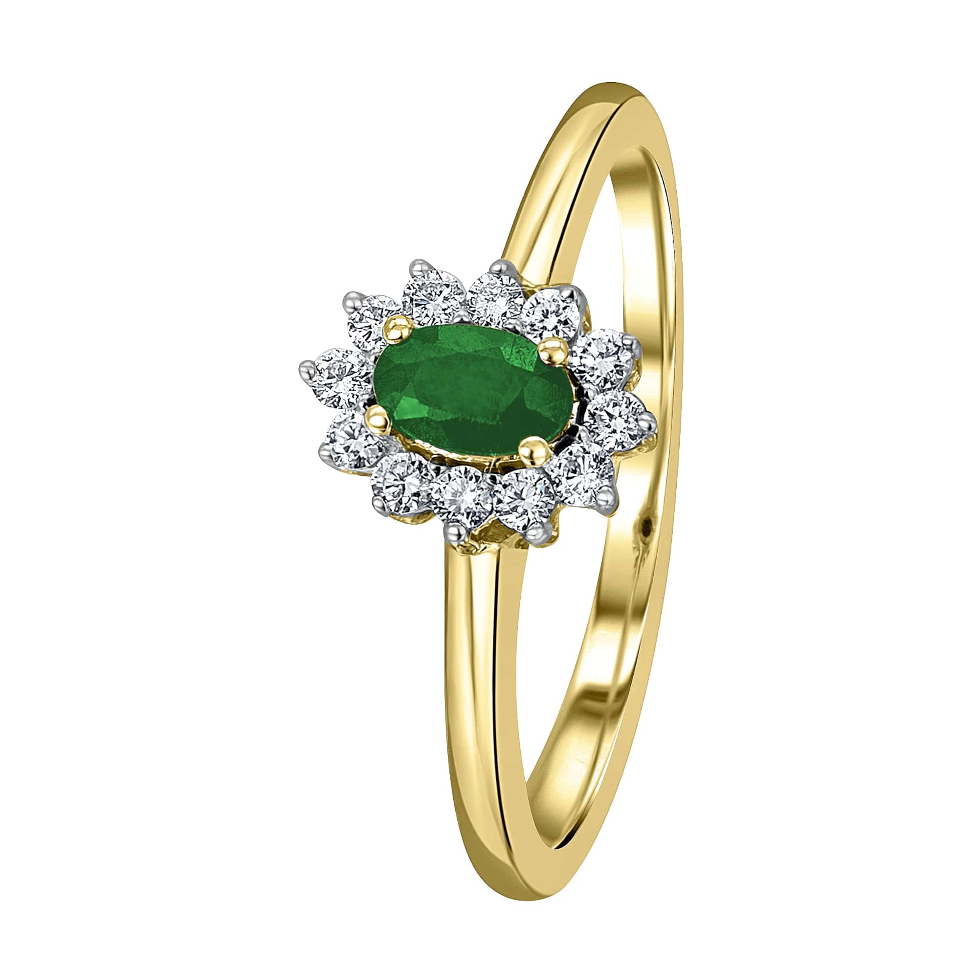 0,15 ct Diamant Brillant Smaragd Ring aus 585er Gelbgold von ONE ELEMENT – Bild 1