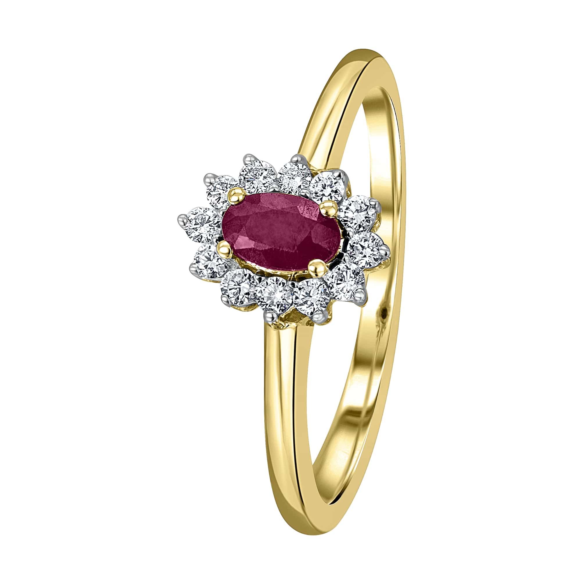 0,15 ct Diamant Brillant Rubin Ring aus 585er Gelbgold von ONE ELEMENT – Bild 1