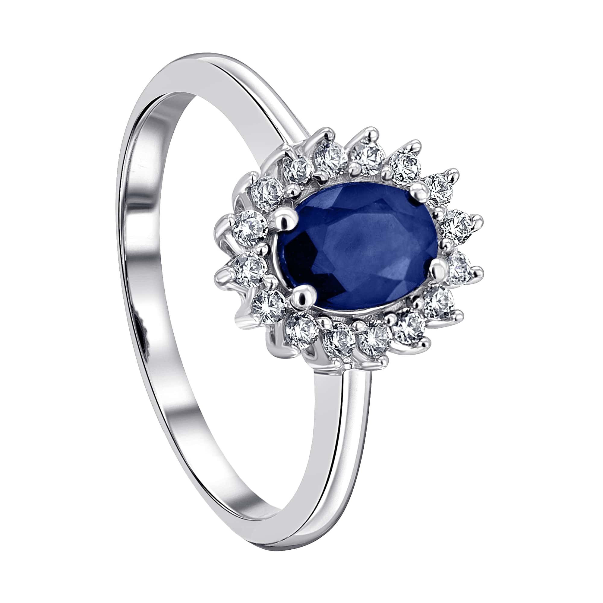0,25 ct Diamant Brillant Safir Ring aus 585er Weißgold von ONE ELEMENT – Bild 1