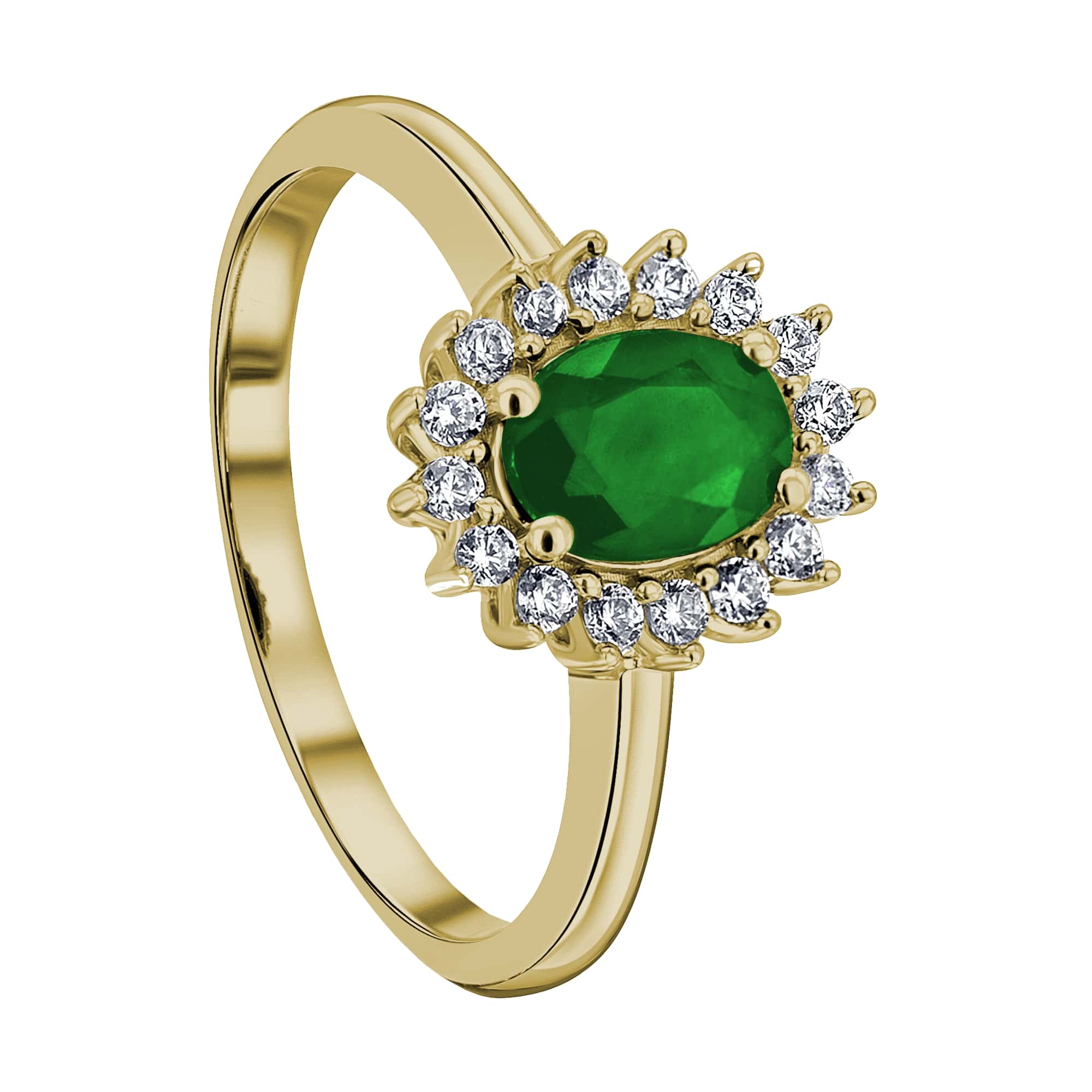 0,25 ct Diamant Brillant Smaragd Ring aus 585er Gelbgold von ONE ELEMENT – Bild 1