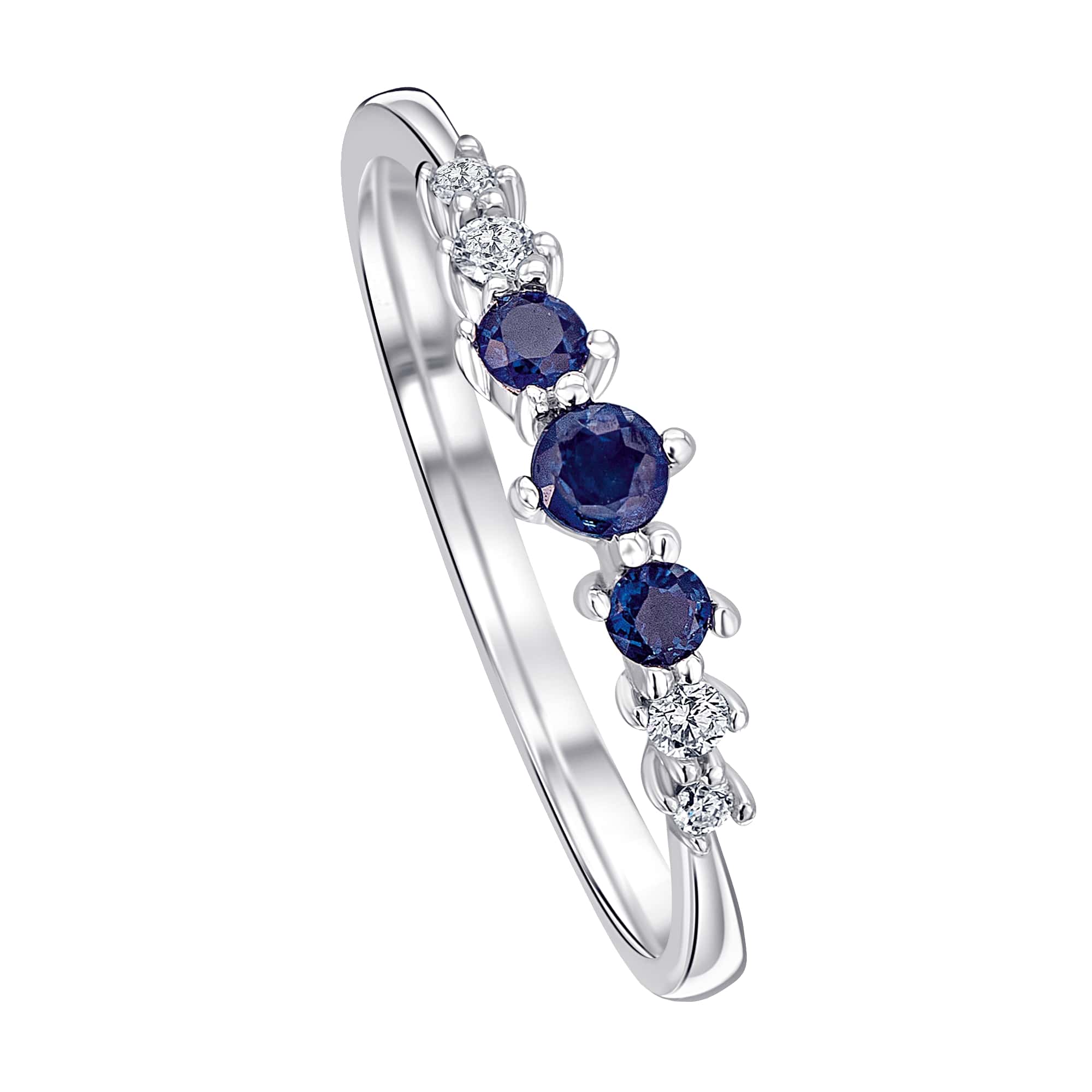 0,06 ct Diamant Brillant Safir Ring aus 585er Weißgold von ONE ELEMENT – Bild 1