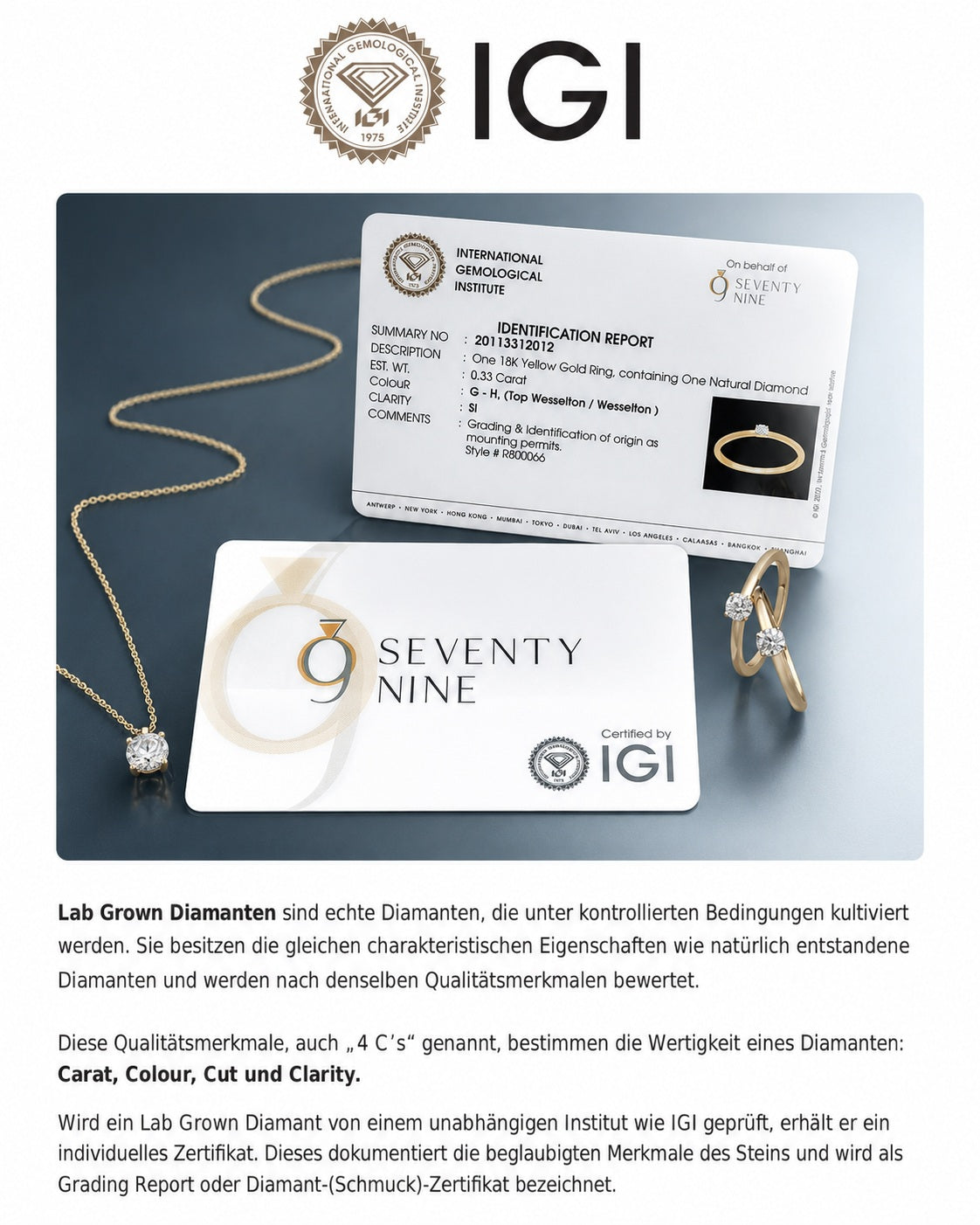 Collier Halskette aus 585 Gold mit 1 Lab Grown Diamant 1 ct 40 cm von ONE ELEMENT – Bild 5