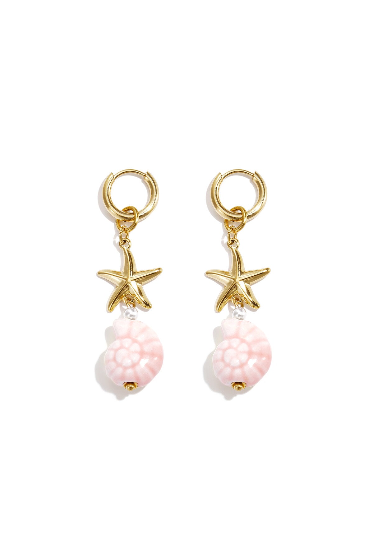 Ohrhänger Aus Edelstahl, Muschel-Design, Urlaubs-/Strand-Look, Schlichte Serie, Damenschmuck – offizielle Produktaufnahme