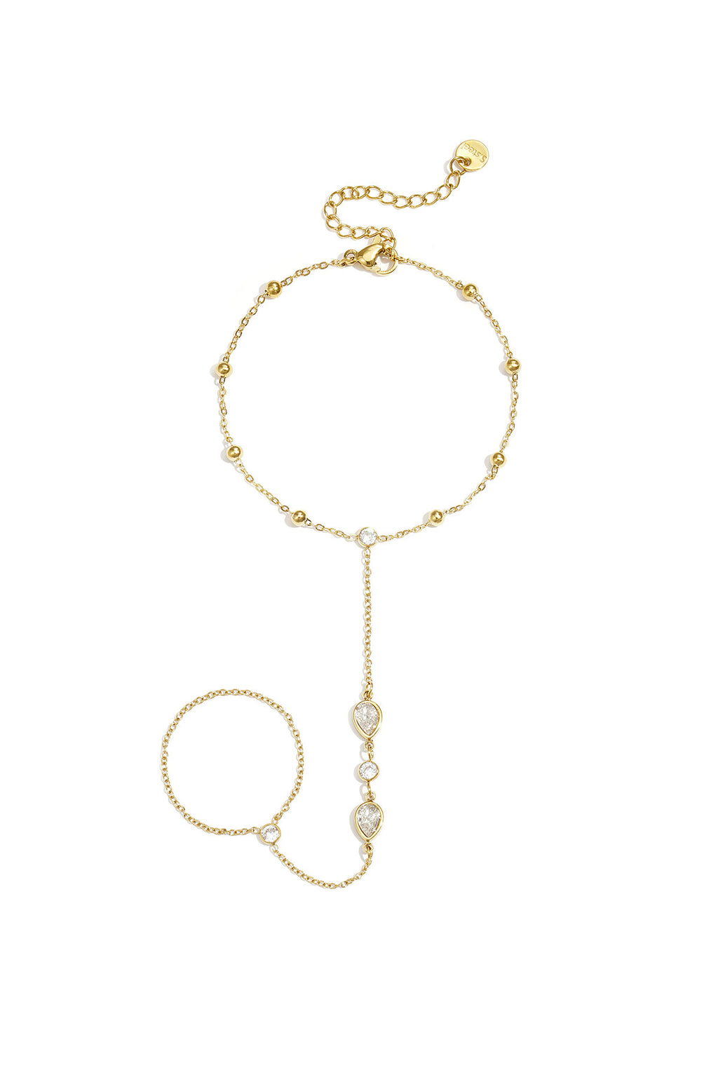 Handkette Mit Tropfenförmigen Statement-Steinen – Goldfarbe – Bild 1