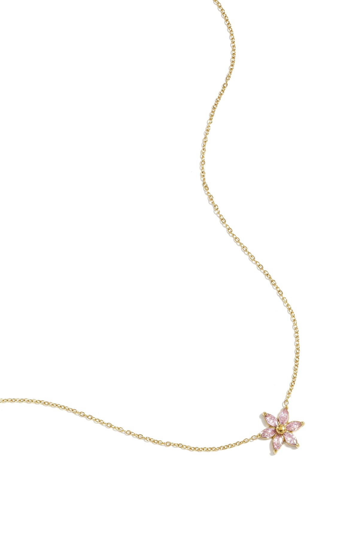 Blumen Halskette aus Edelstahl mit Zirkon in rosa 40 cm – rosa – Bild 1