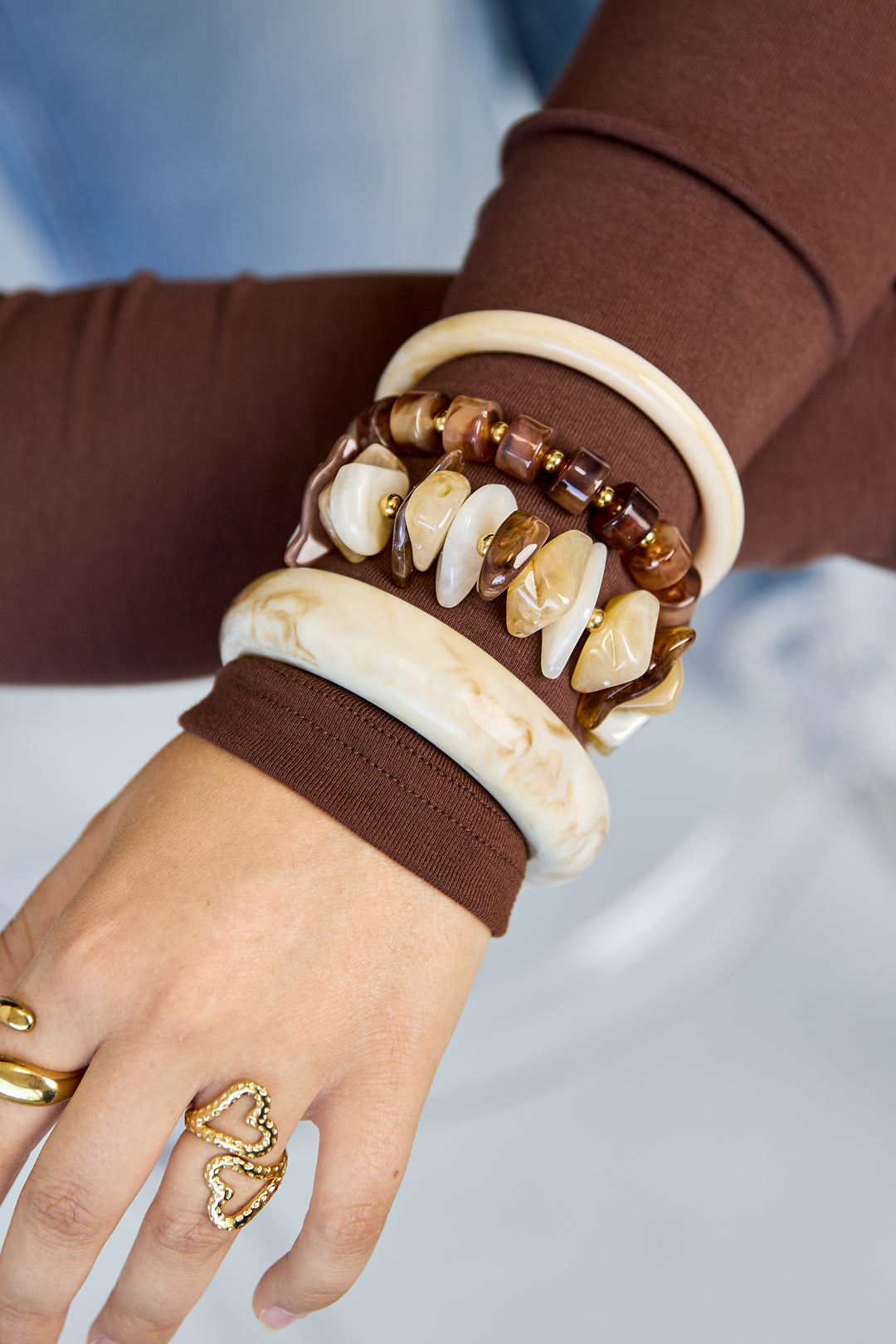 LIVAYA Armband mit Acrylperlen und Edelstahldetails, 22 cm – Bild 10