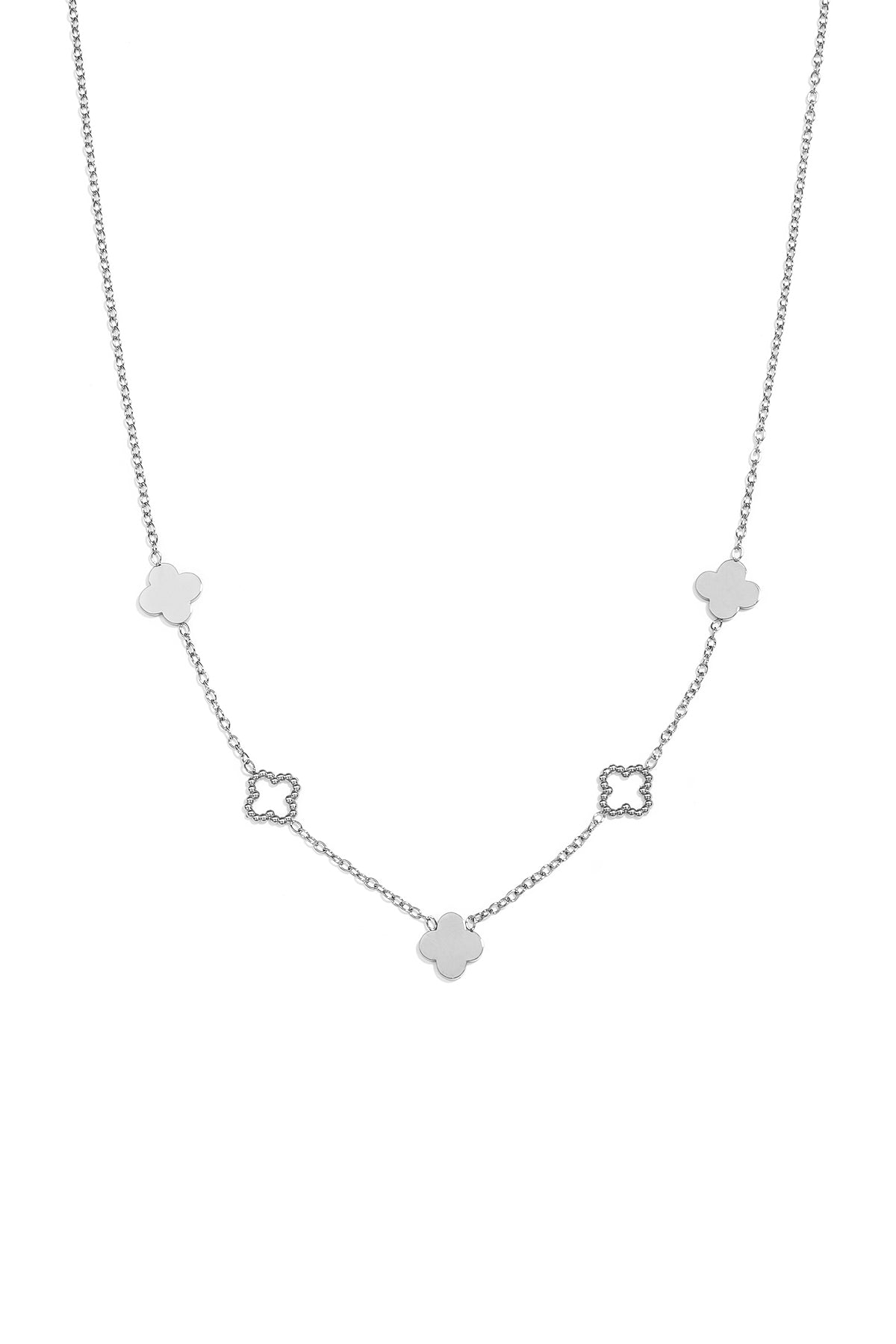 LIVAYA Halskette Anhängerkette mit Kleeblattmotiven 39 cm + 5 cm – Bild 1