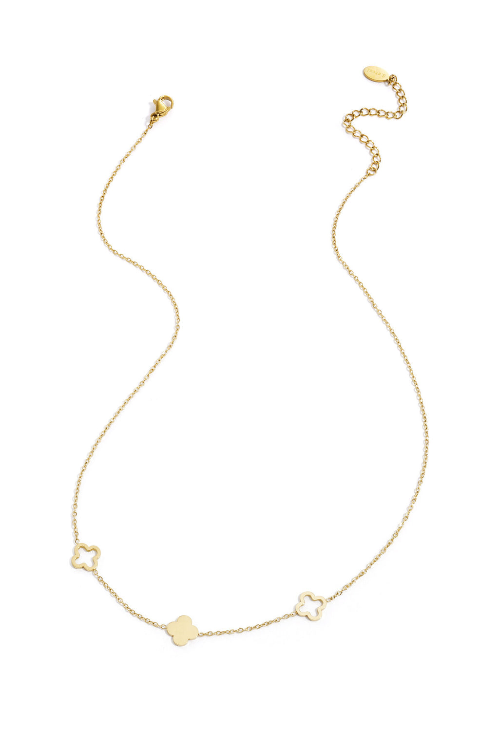 Halskette Klee Goldfarbe Edelstahl – Goldfarbe – Bild 1