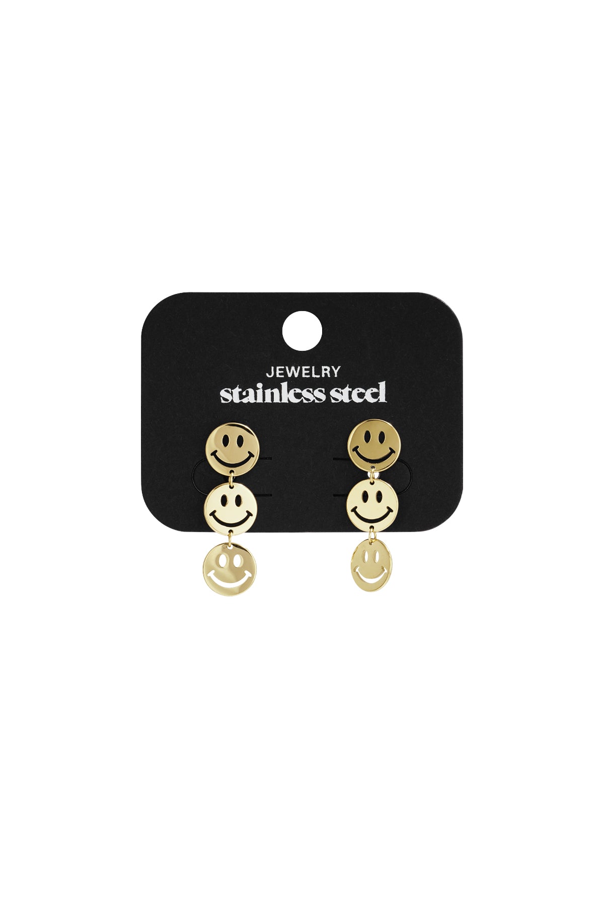 LIVAYA Ohrringe Ohrhänger mit Smiley-Motiv aus Edelstahl – Ansicht 4