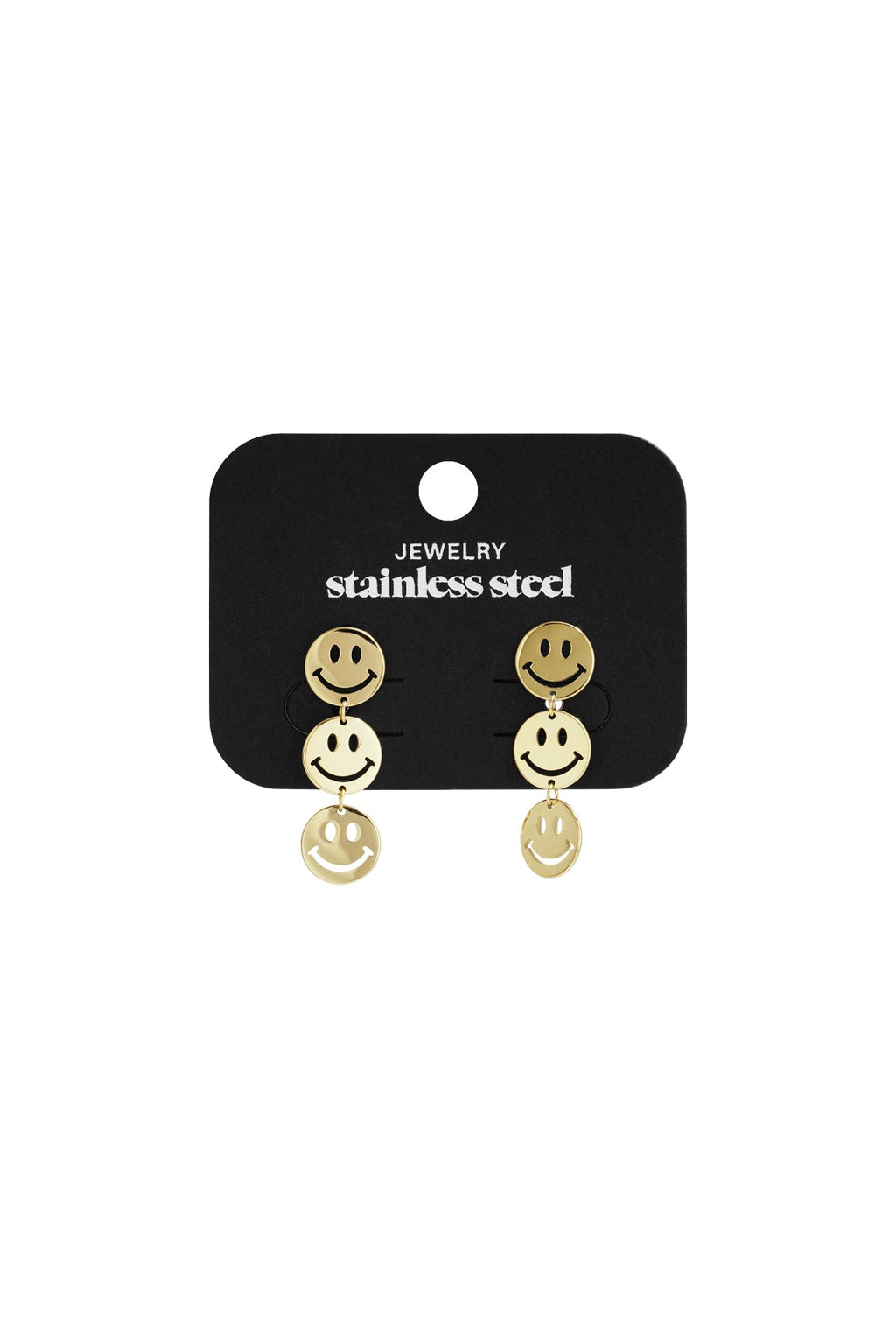 LIVAYA Ohrringe Ohrhänger mit Smiley-Motiv aus Edelstahl