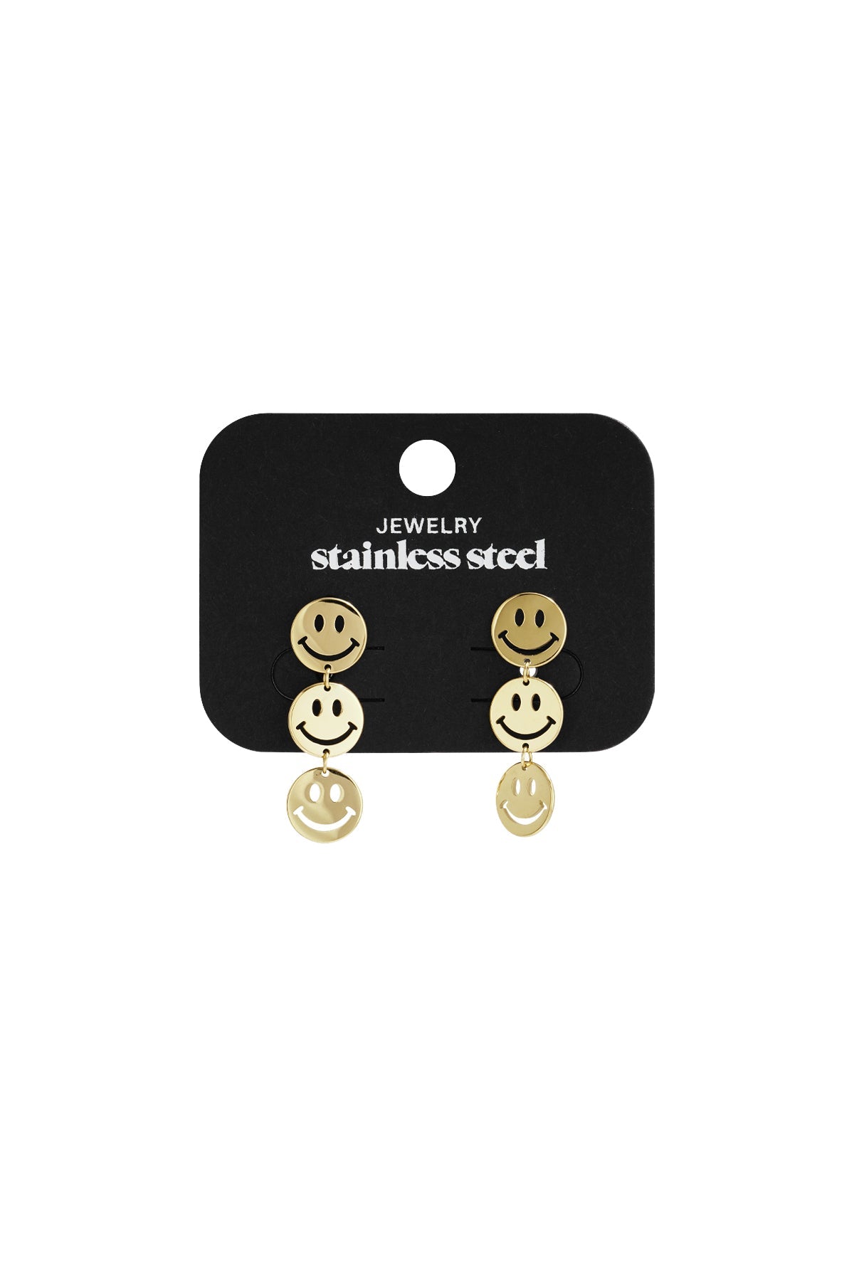 LIVAYA Ohrringe Ohrhänger mit Smiley-Motiv aus Edelstahl