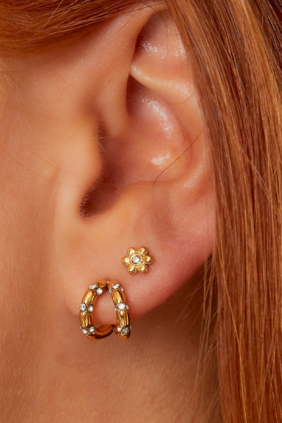LIVAYA Ohrstecker Blume aus Edelstahl mit Strass