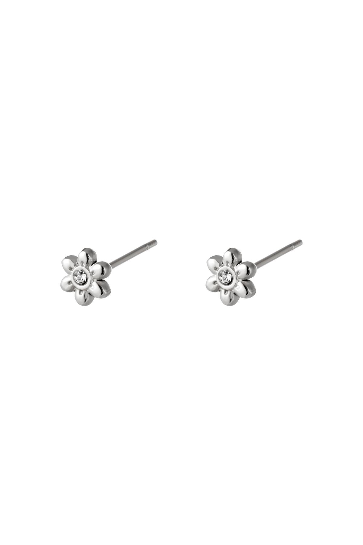 LIVAYA Ohrstecker Blume aus Edelstahl mit Strass