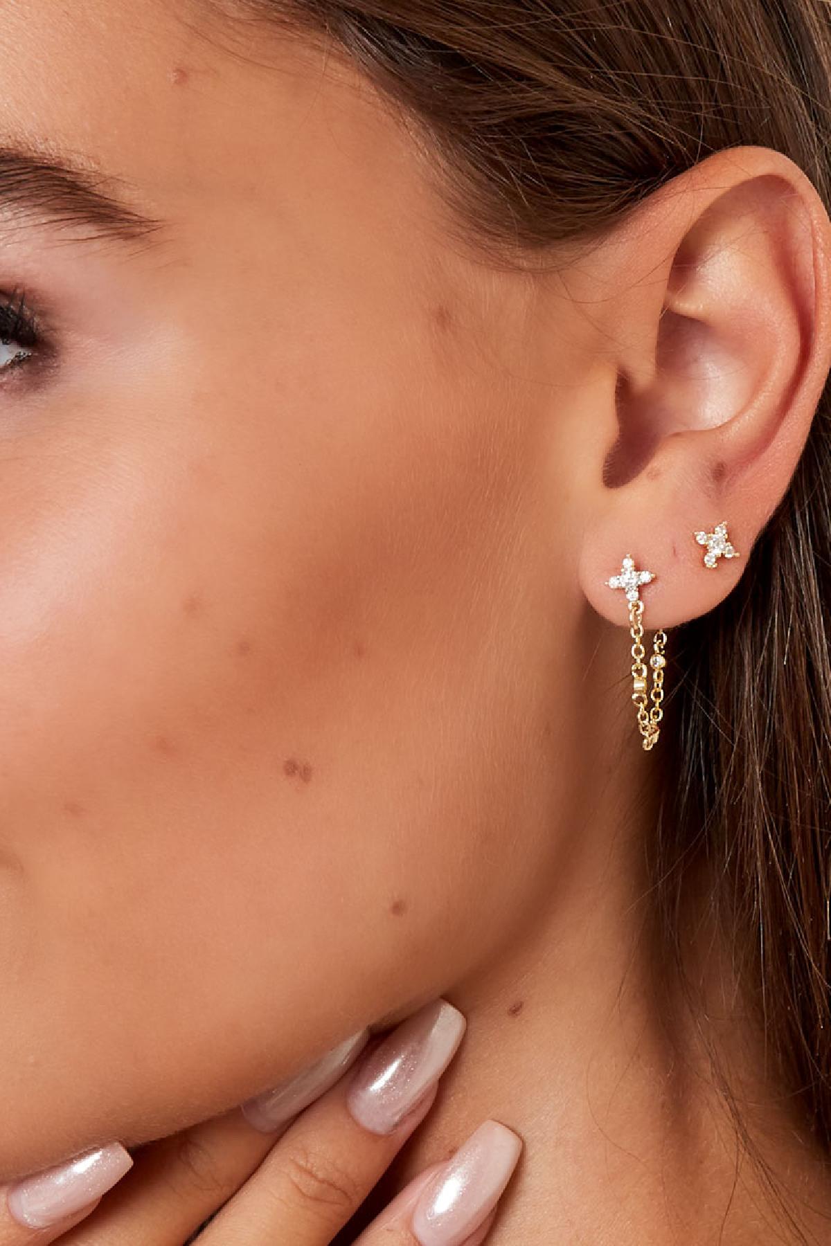 LIVAYA Ohrschmuck Stern-Ohrstecker aus Kupfer mit Strass