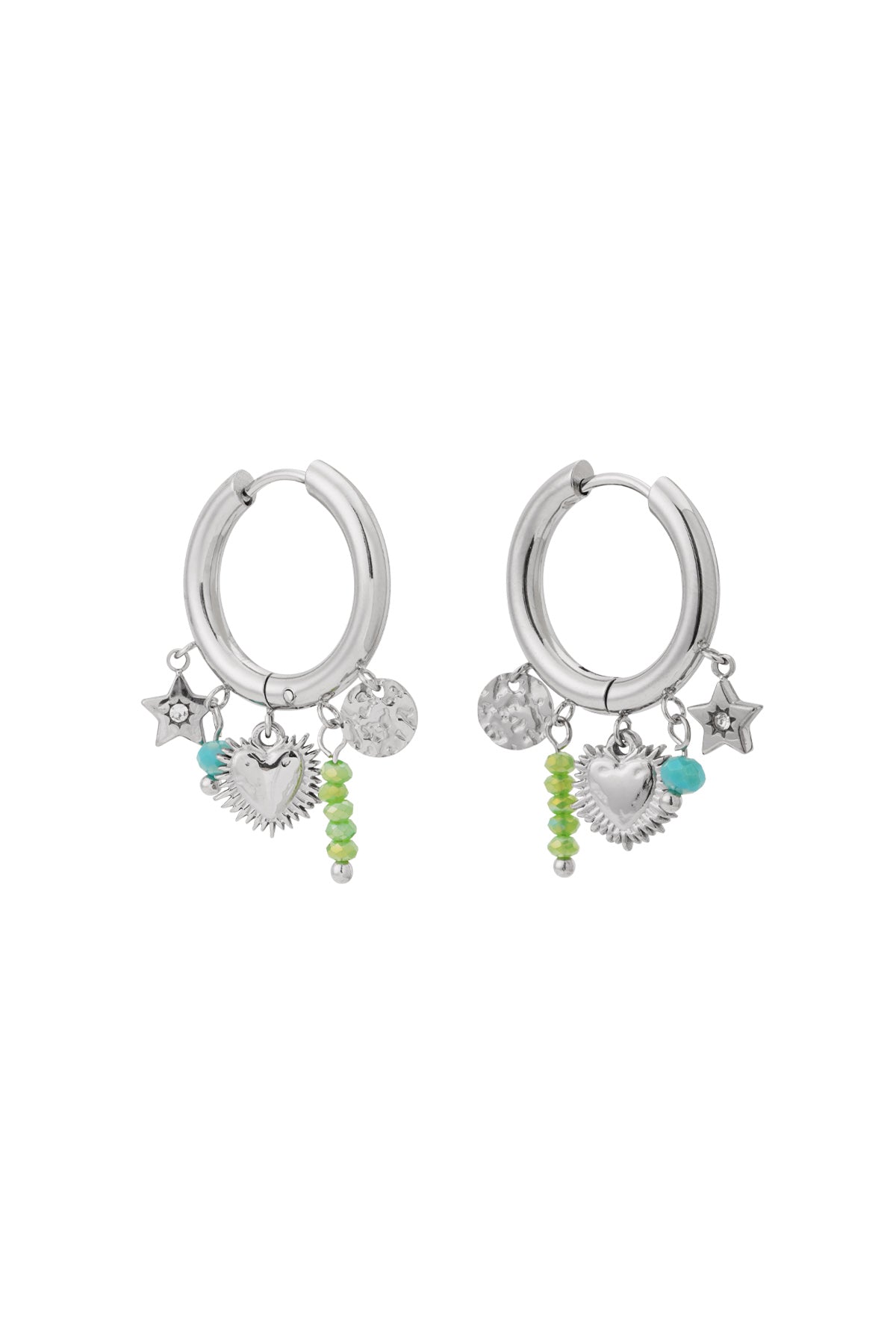 LIVAYA Charm-Ohrringe mit Herz- und Sternanhängern aus Edelstahl