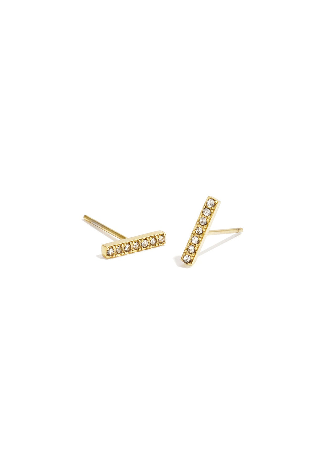 LIVAYA Damen-Ohrstecker in Stabform aus Edelstahl mit Strass