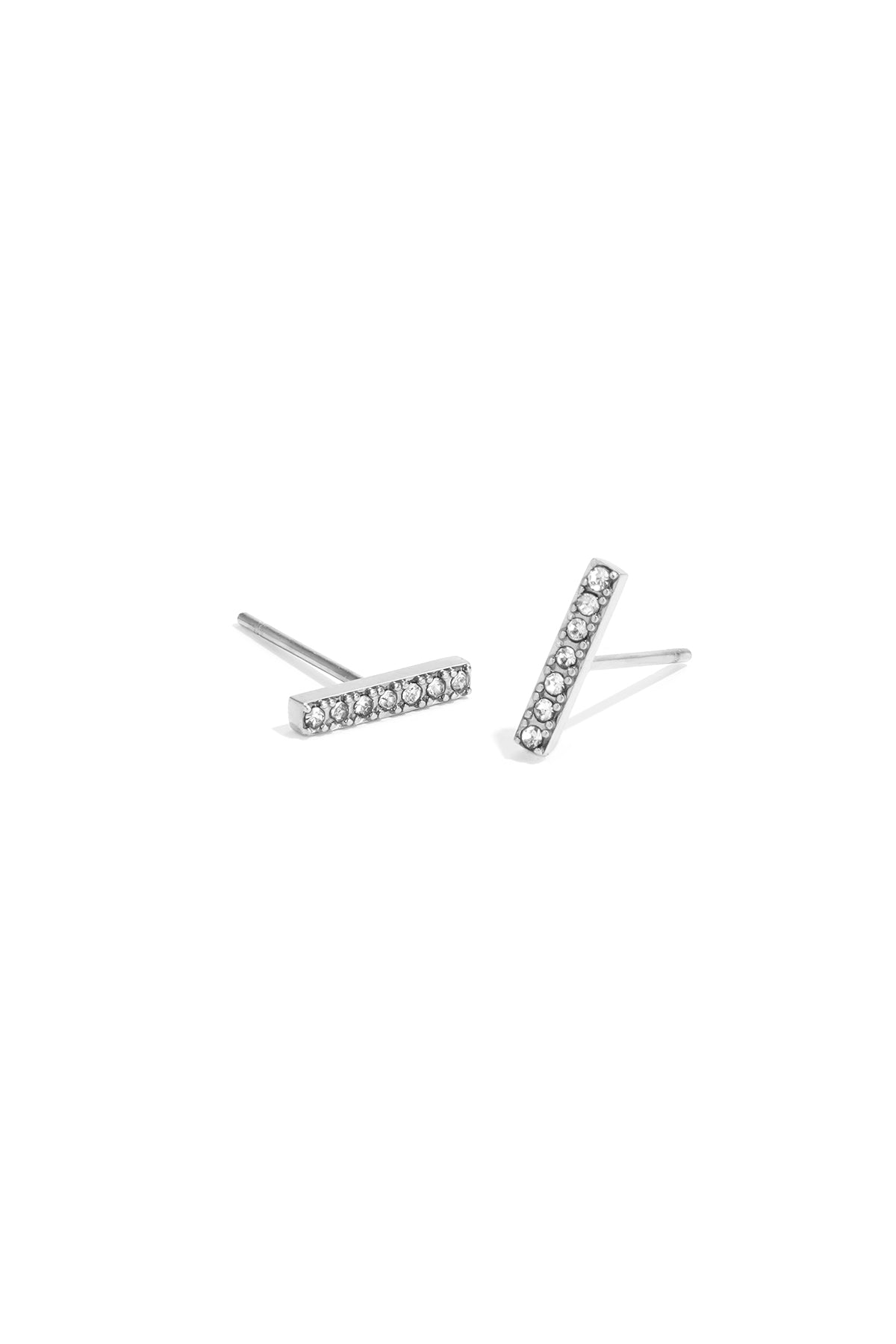 LIVAYA Damen-Ohrstecker in Stabform aus Edelstahl mit Strass