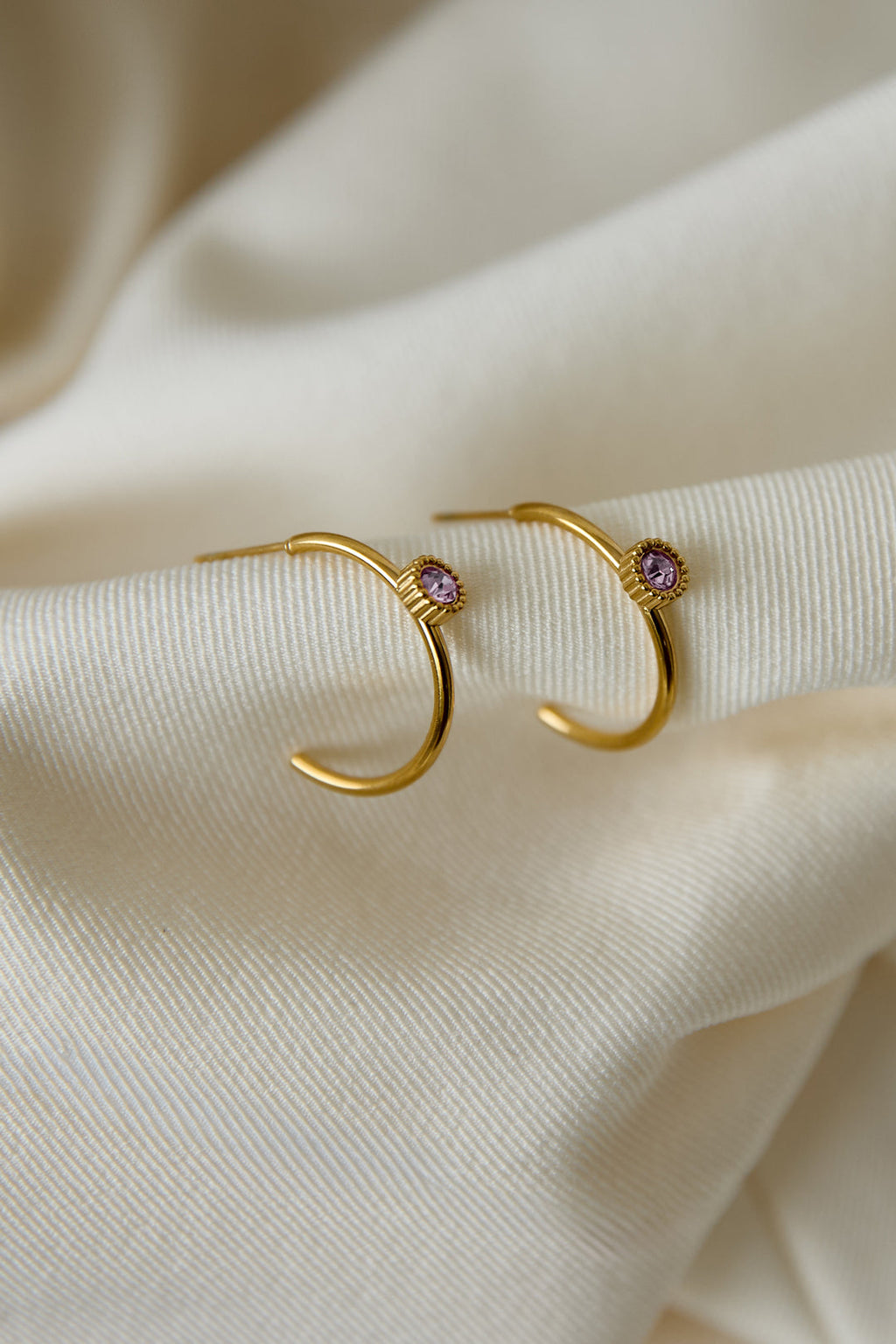 LIVAYA Creolen mit rundem Strass-Element aus Edelstahl