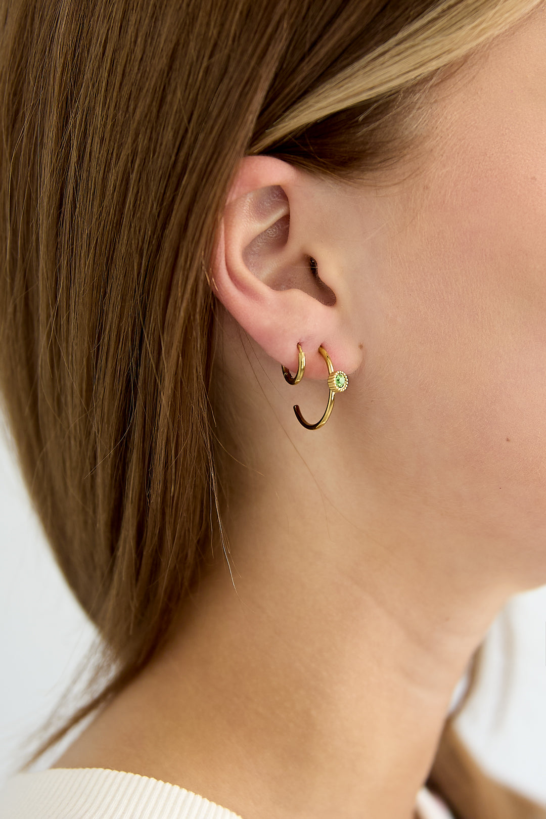 LIVAYA Creolen mit rundem Strass-Element aus Edelstahl