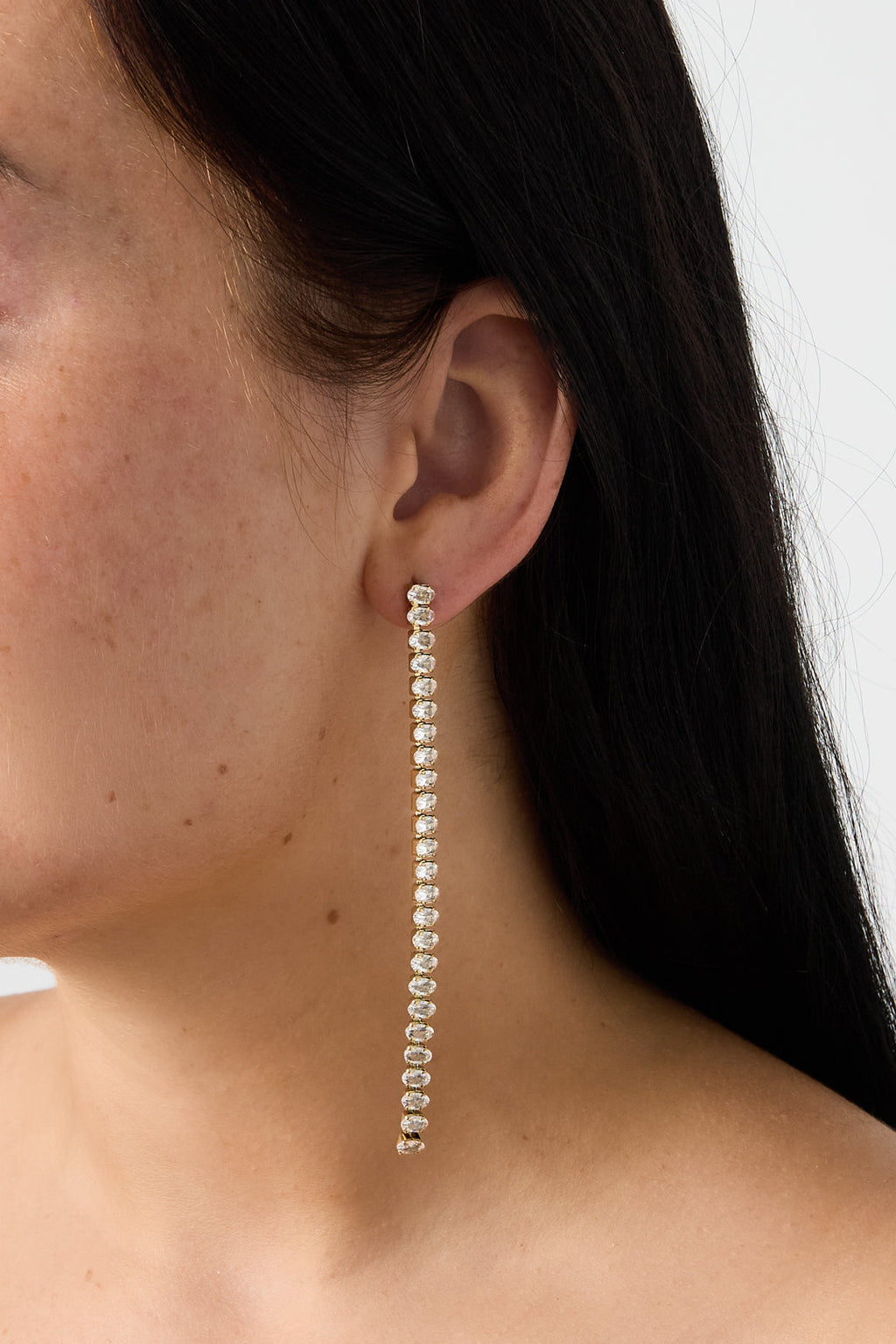 LIVAYA Damen Hängeohrringe im Kettendesign mit Strass aus Edelstahl