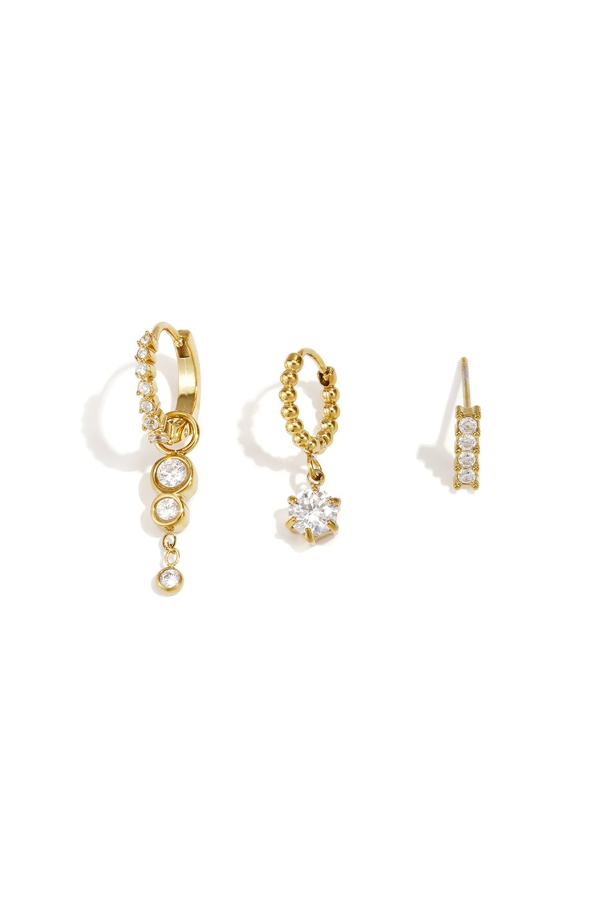 LIVAYA Ohrring-Set mit Zirkonia und Kreiselementen aus Edelstahl