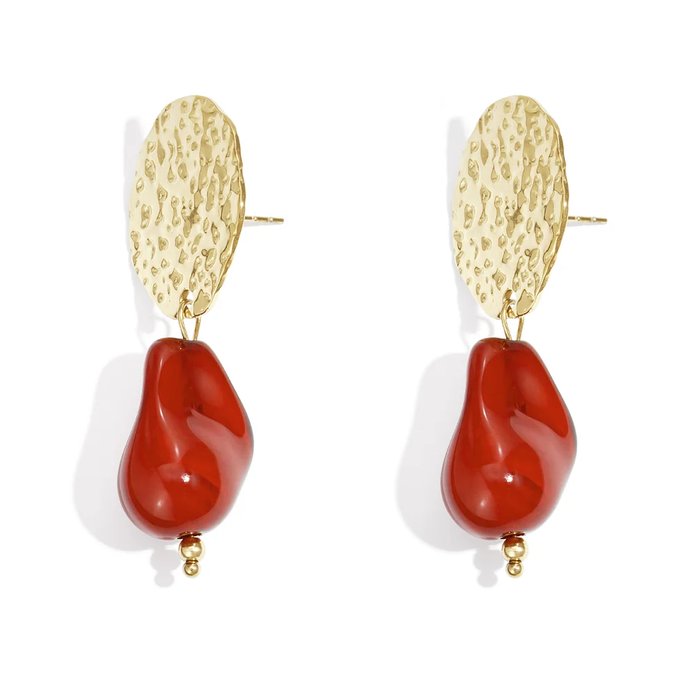 LIVAYA Damen - Ohrringe Ohrhänger aus Edelstahl mit Acryl im unregelmäßigen Design