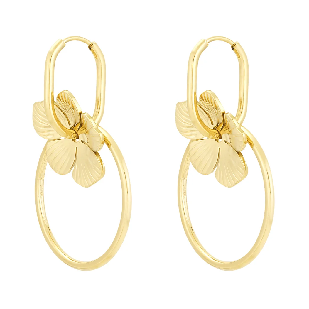 LIVAYA Ohrringe Ohrhänger mit Blumenmotiv aus Edelstahl