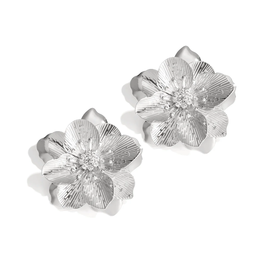 LIVAYA Blumen - Ohrringe Ohrstecker aus Eisen mit Strass