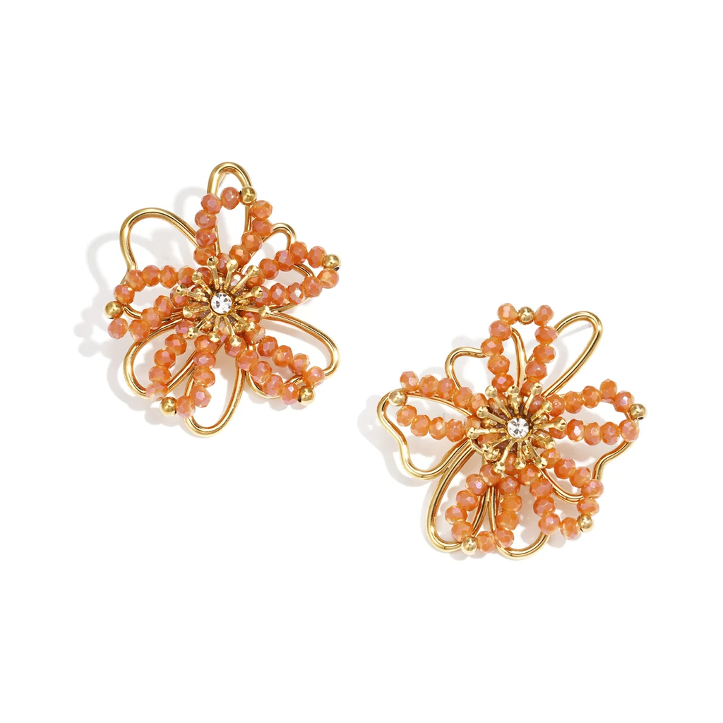 LIVAYA Damen - Ohrringe Ohrstecker Blume aus Edelstahl mit Kristall und Strass