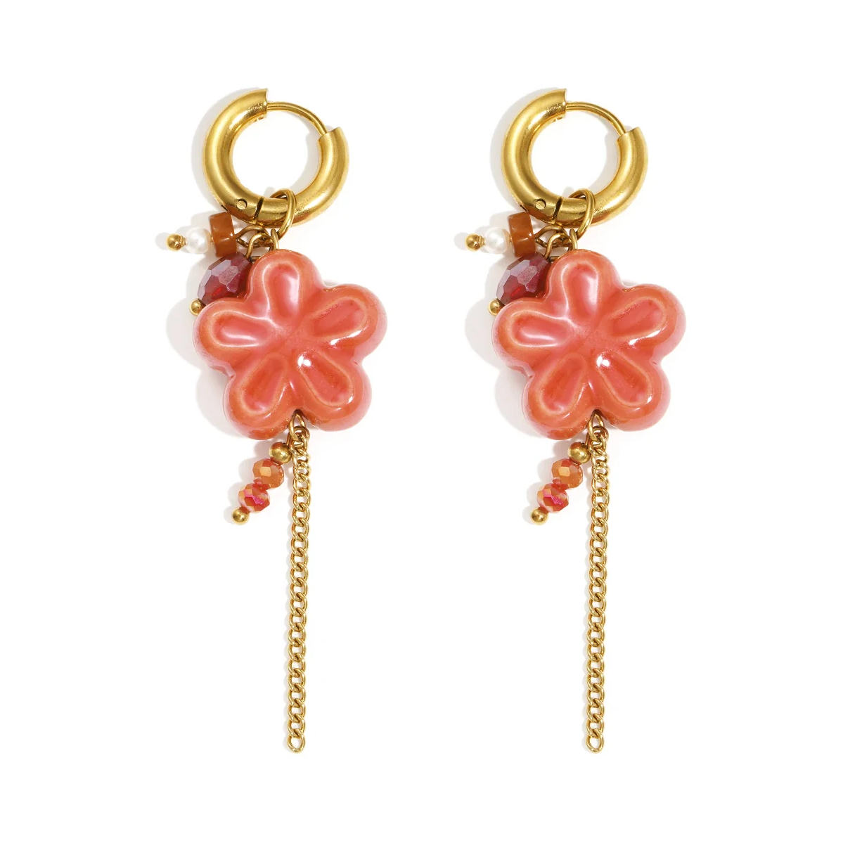 LIVAYA Ohrringe Damen Ohrhänger mit Blumenmotiv aus Edelstahl