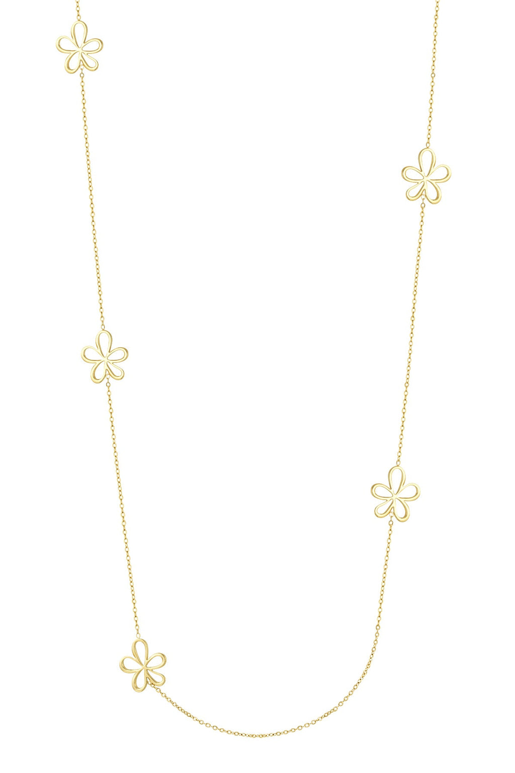 LIVAYA Lange Halskette mit Blumenmotiven aus Edelstahl