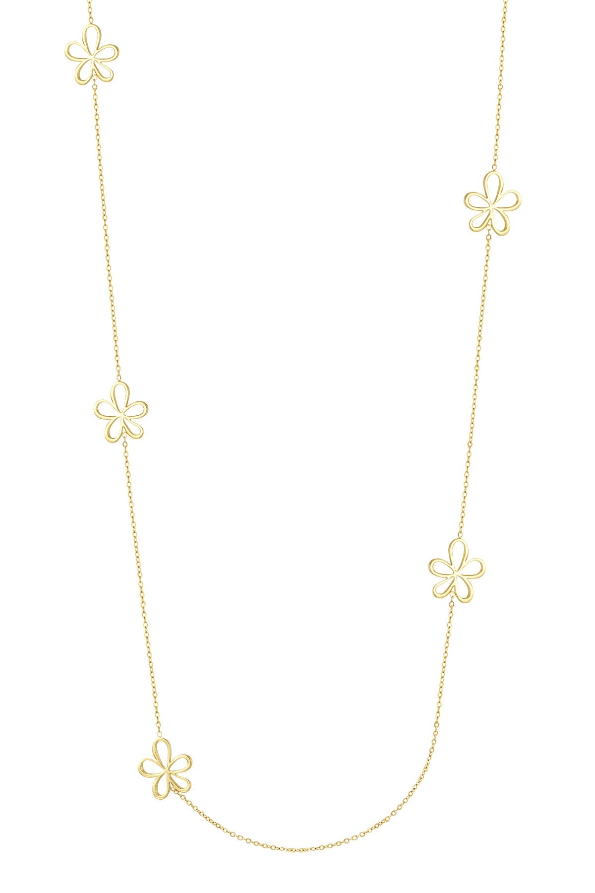 LIVAYA Lange Halskette mit Blumenmotiven aus Edelstahl