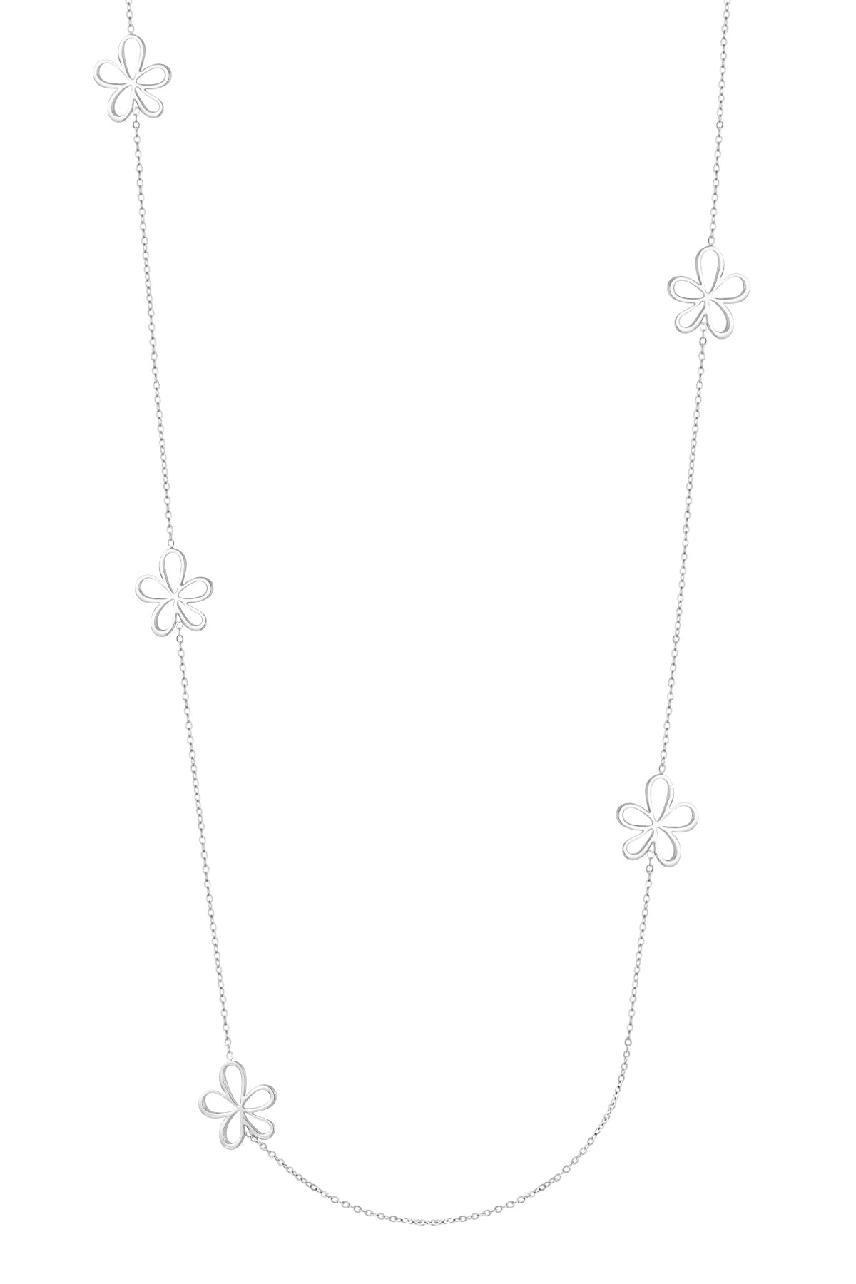 LIVAYA Lange Halskette mit Blumenmotiven aus Edelstahl