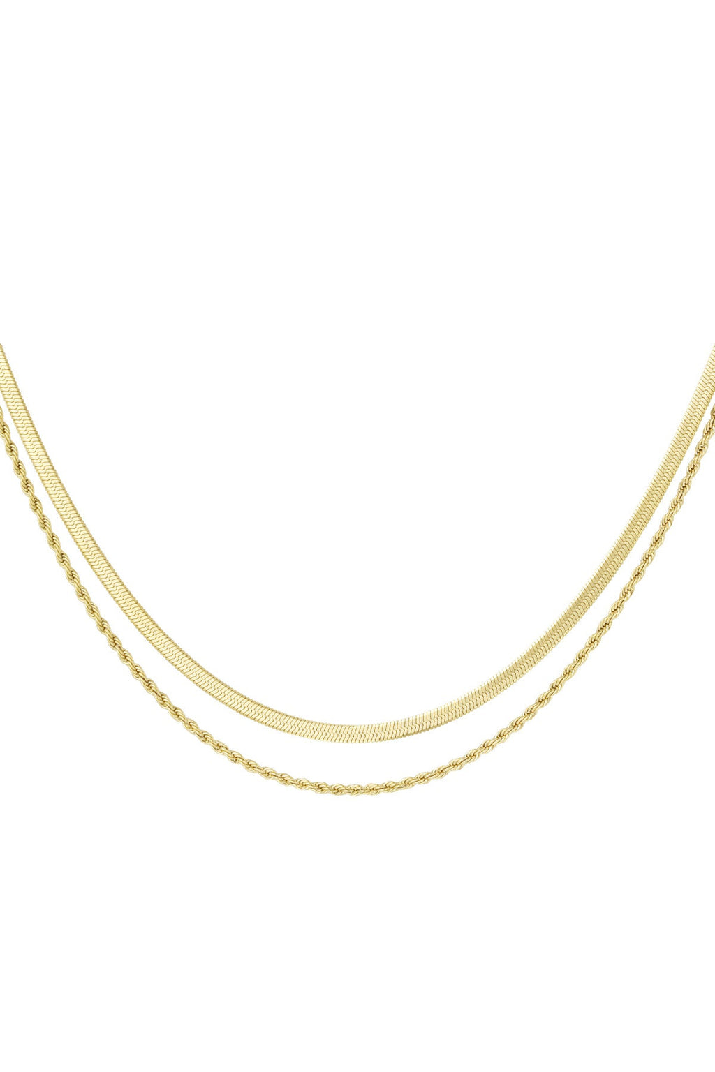 LIVAYA Layering-Halskette mit flacher und gedrehter Kette