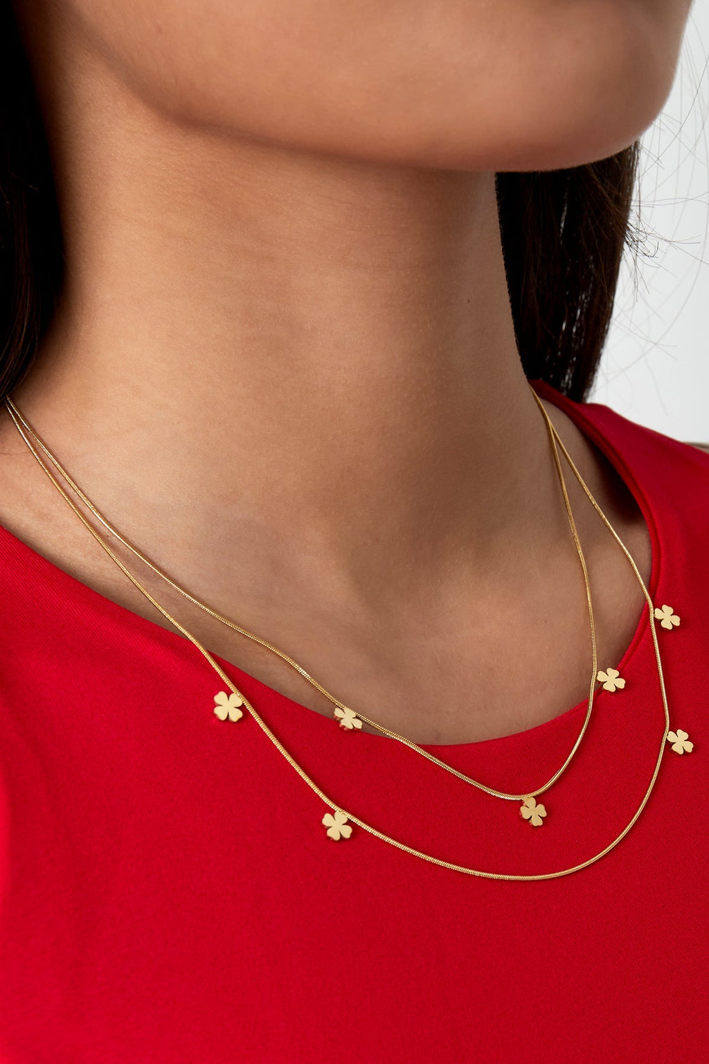 LIVAYA Layering-Halskette mit Kleeblatt-Motiven