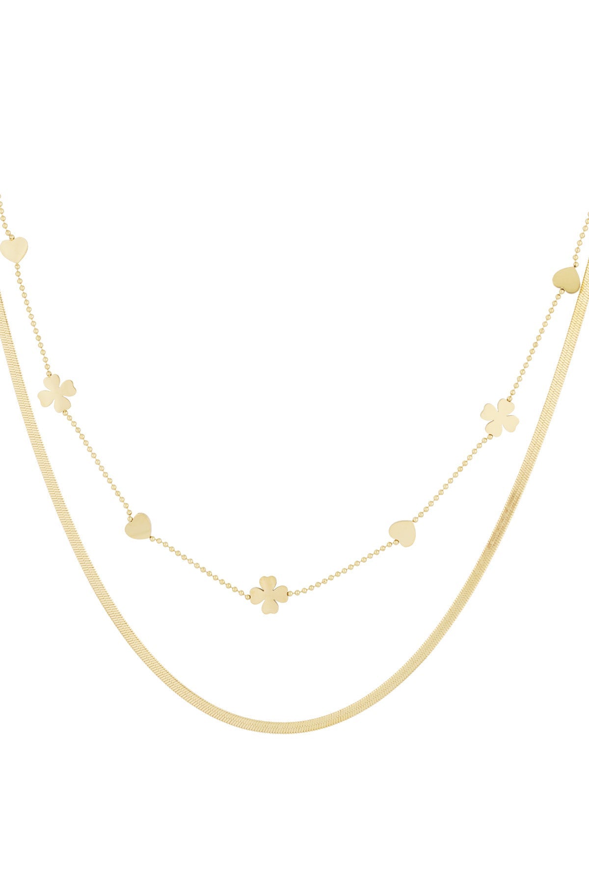 LIVAYA Layering-Halskette mit Herz- und Kleeblattmotiven