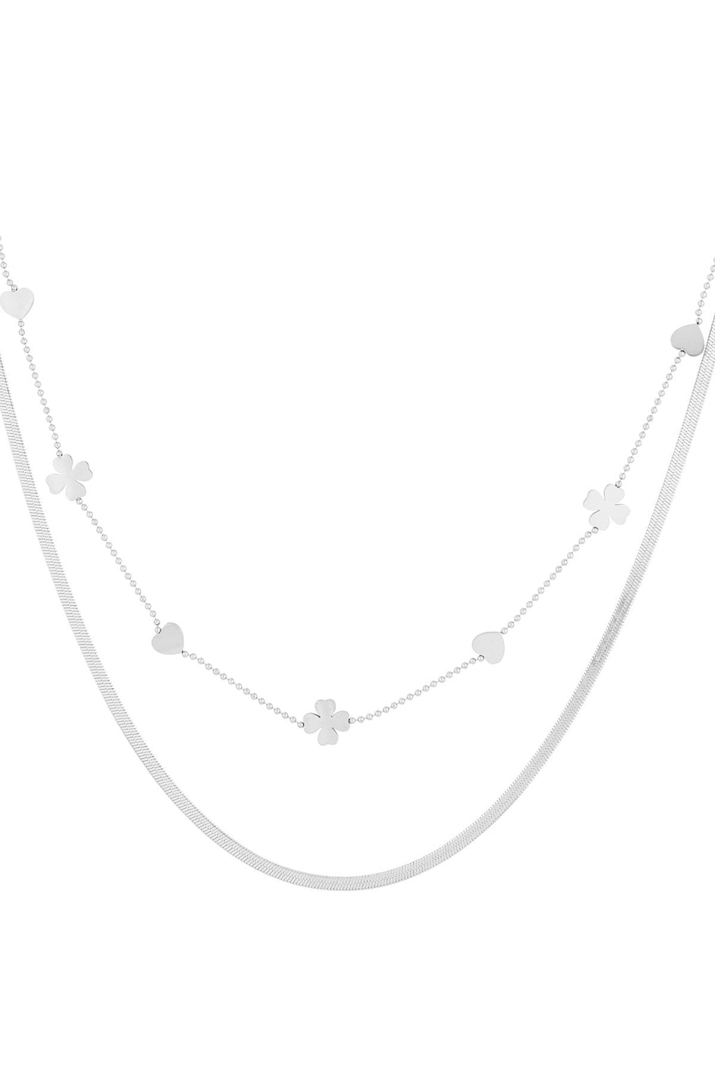 LIVAYA Layering-Halskette mit Herz- und Kleeblattmotiven